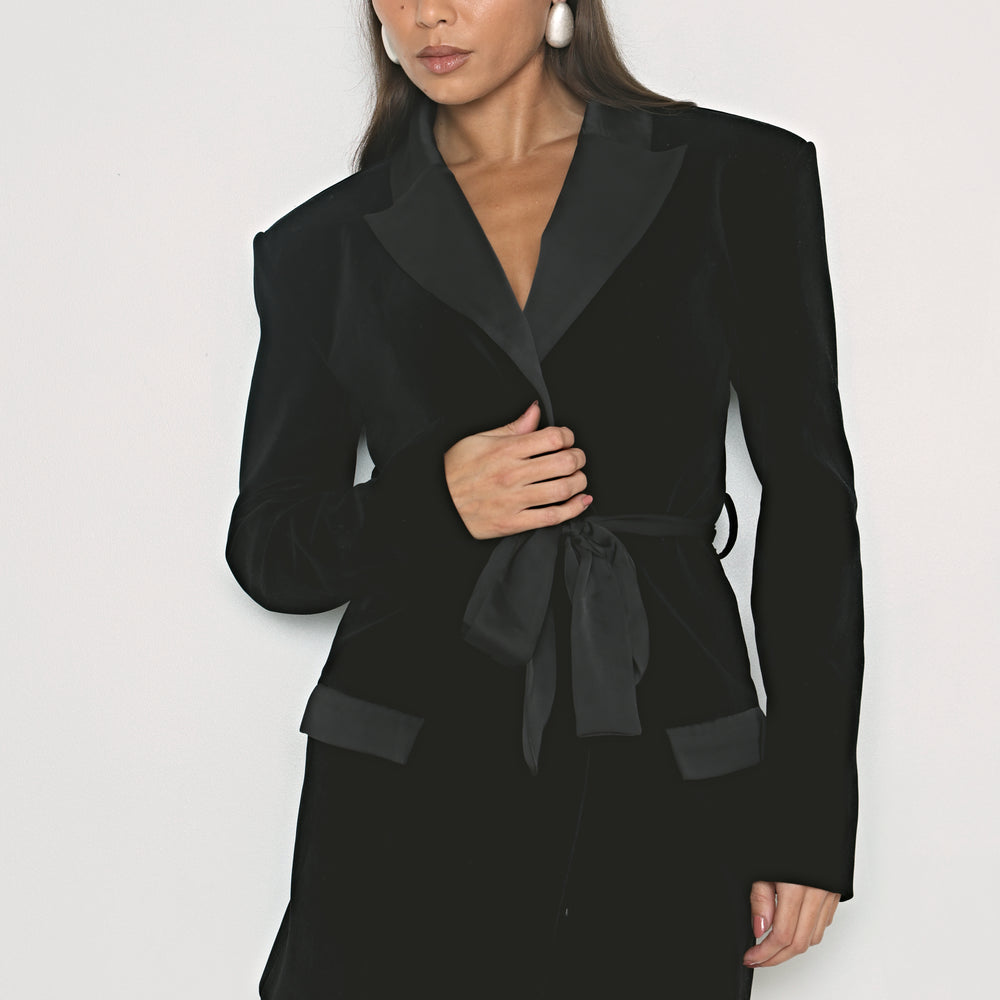 
                  
                    VELVET CONTRAST BLAZER DRESS
                  
                