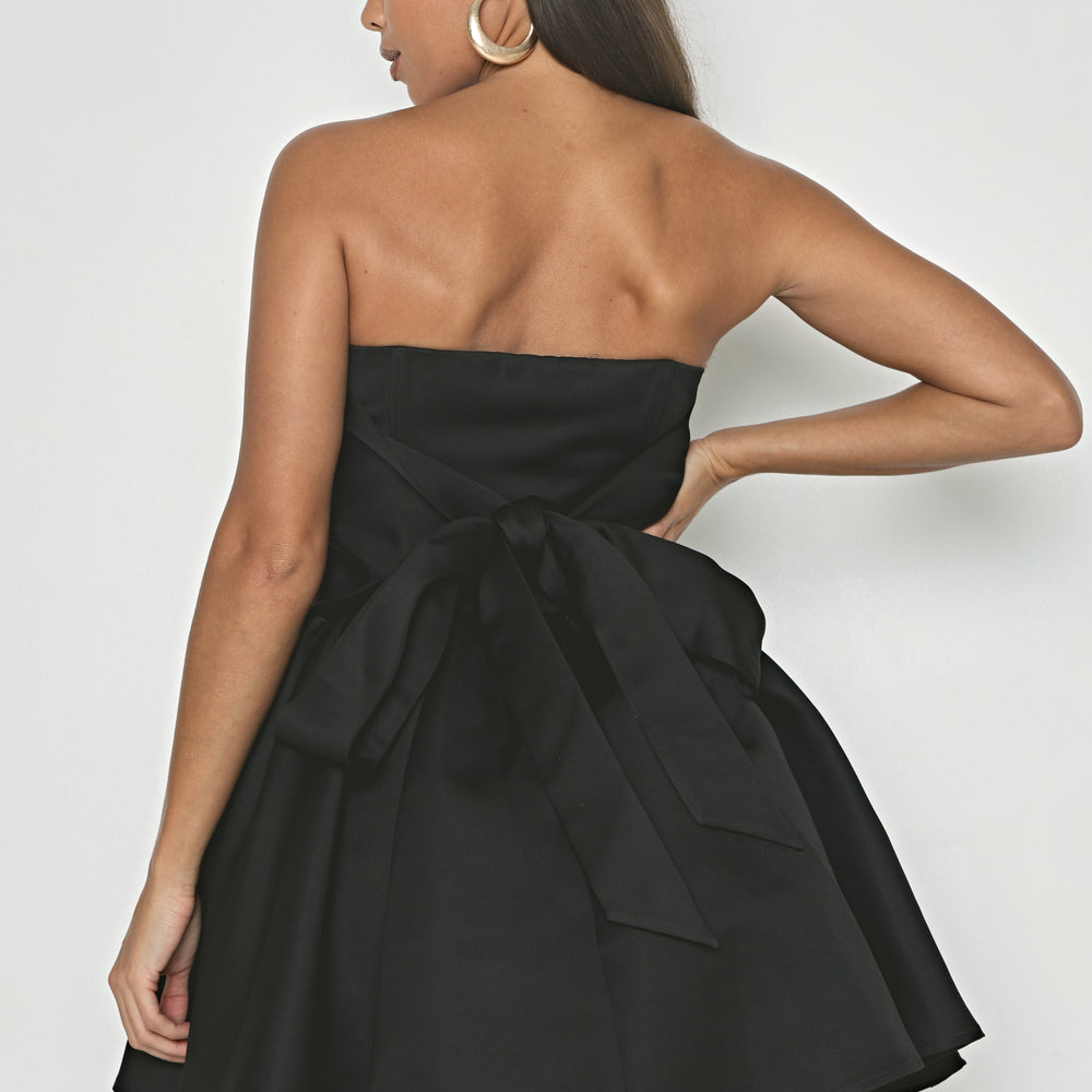 
                  
                    SATIN STRUCTURED BOW DETAIL MINI DRESS
                  
                