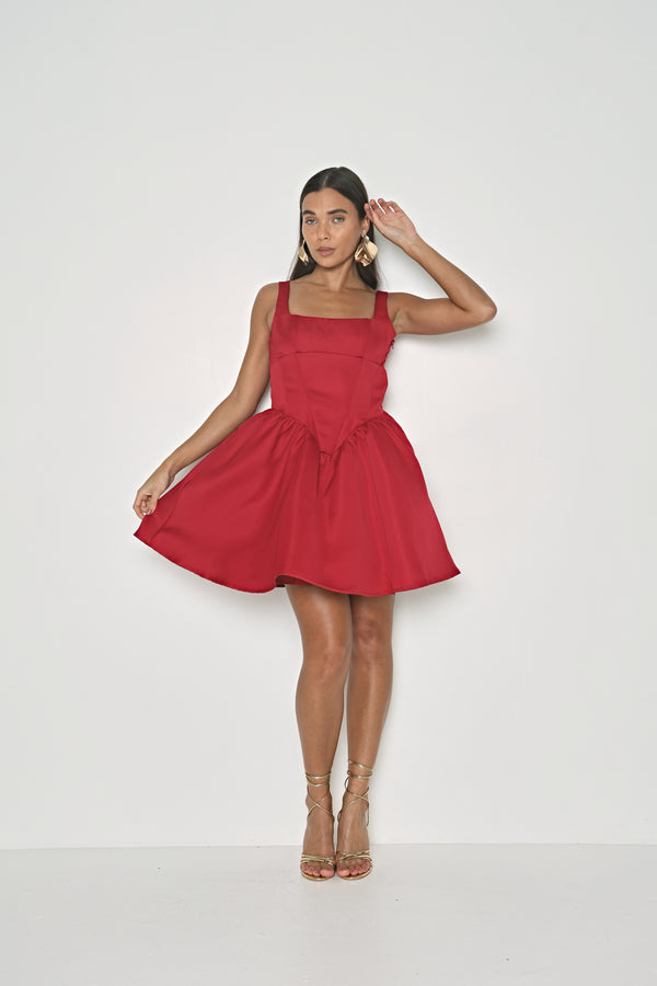 SATIN STRUCTURED MINI DRESS