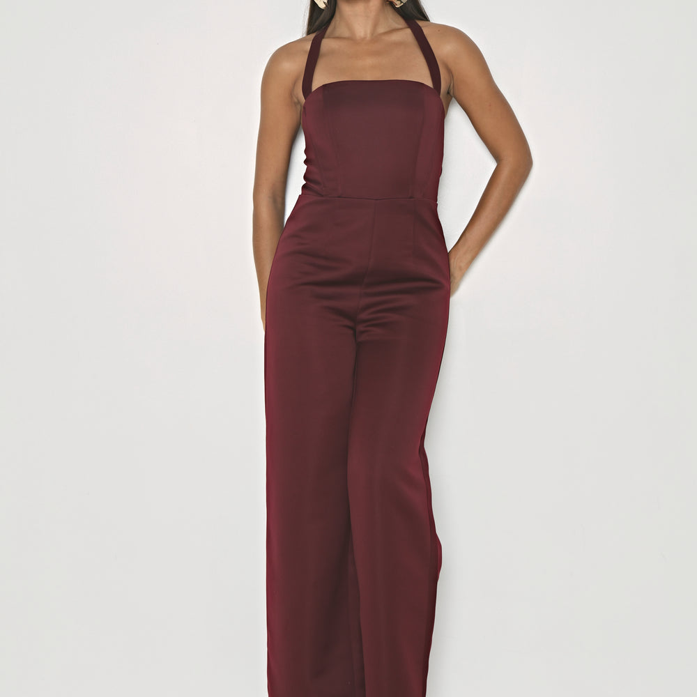 SATIN STRUCTURED SQUARE NECK JUMPSUIT