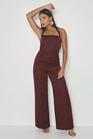 SATIN STRUCTURED SQUARE NECK JUMPSUIT