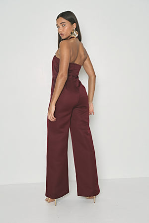 SATIN STRUCTURED SQUARE NECK JUMPSUIT