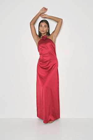 SATIN ROSE MAXI DRESS