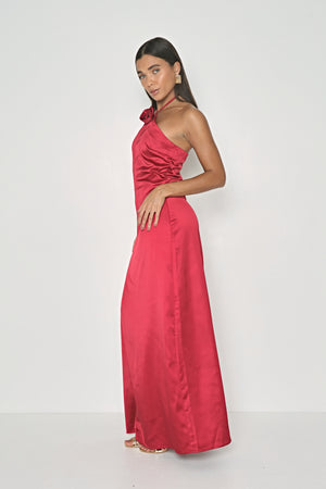 SATIN ROSE MAXI DRESS