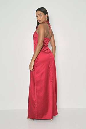 SATIN ROSE MAXI DRESS