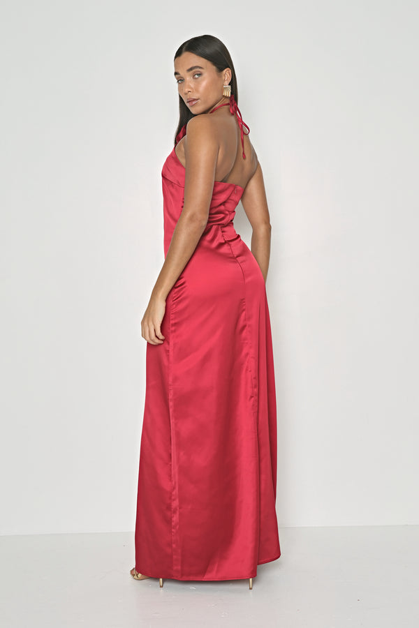 SATIN ROSE MAXI DRESS