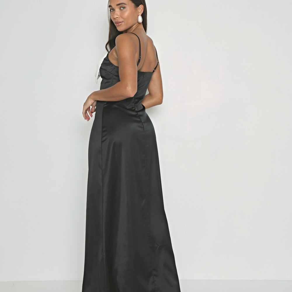 
                  
                    SATIN CONTRAST BOW DETAIL SLIP DRESS
                  
                